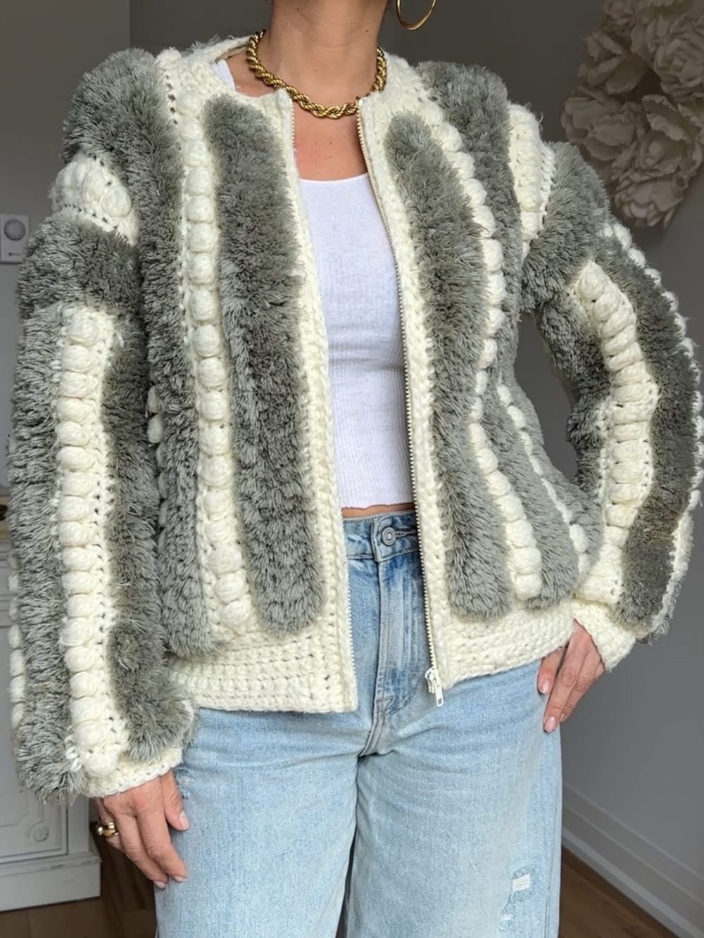1970’s Vintage Sears Chenille Knit Sweater Jacket